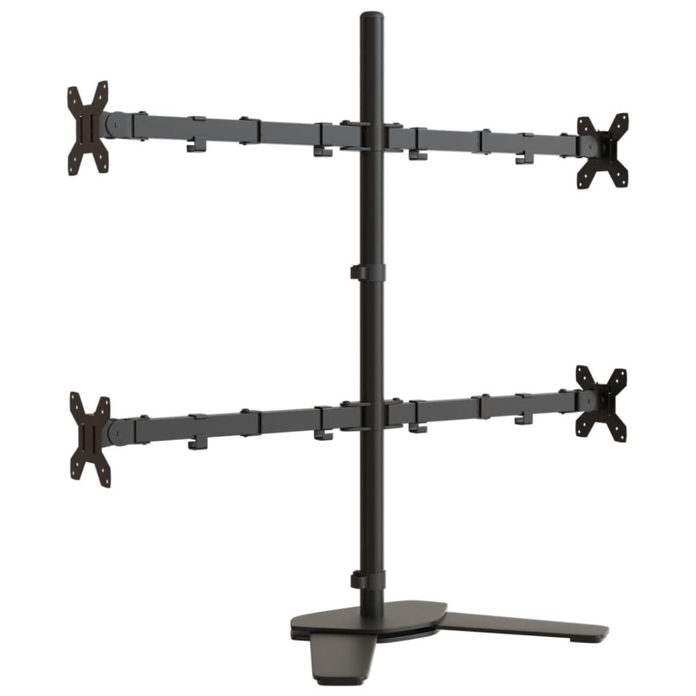 Produktbild för Skärmfäste för 4 skärmar svart stål VESA 75/100 mm