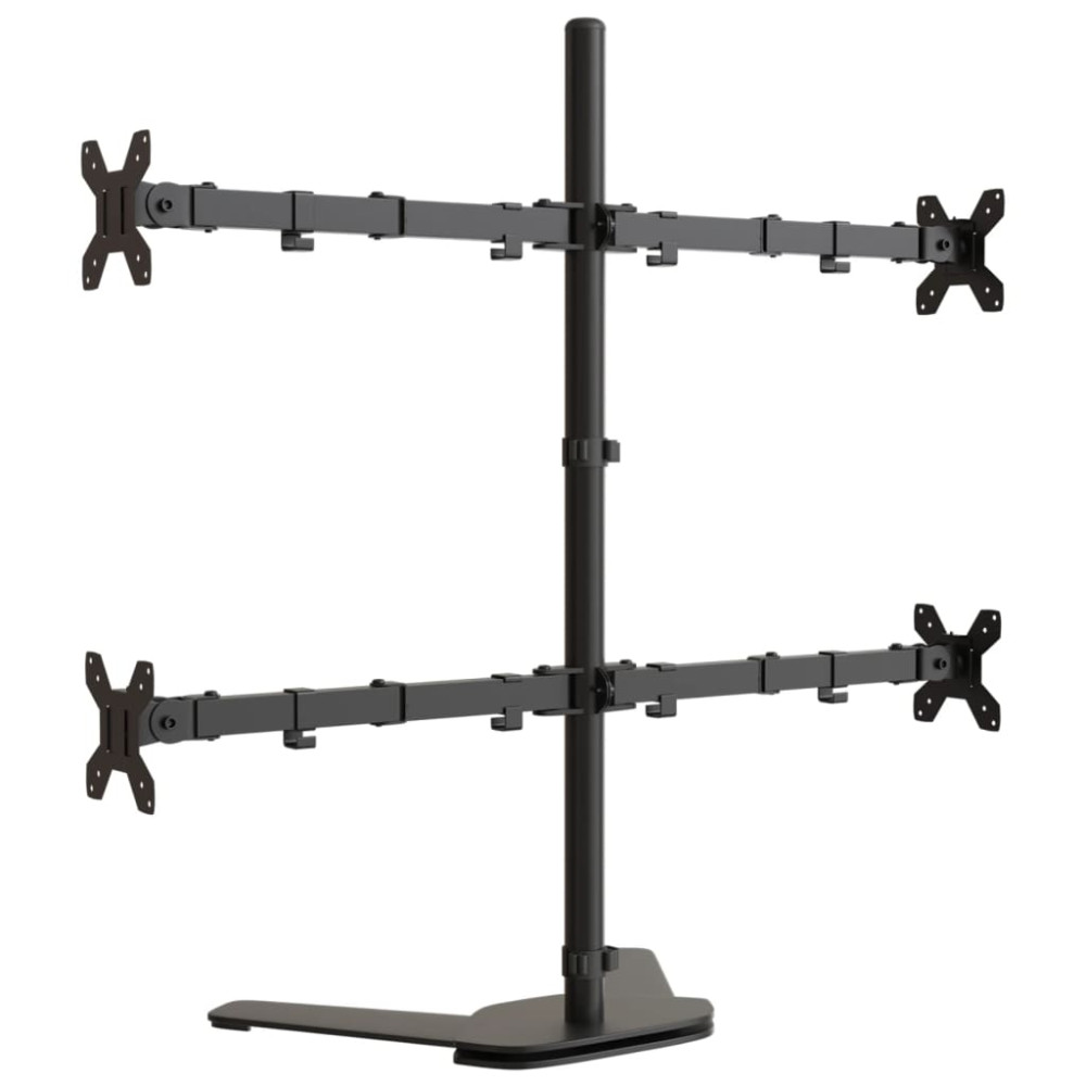 Produktbild för Skärmfäste för 4 skärmar svart stål VESA 75/100 mm