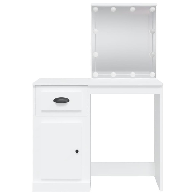 Produktbild för Sminkbord med LED-lampor vit 90x42x132,5 cm