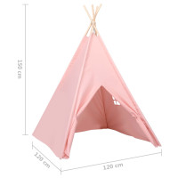 Produktbild för Tipitält för barn med väska peachskin rosa 120x120x150 cm