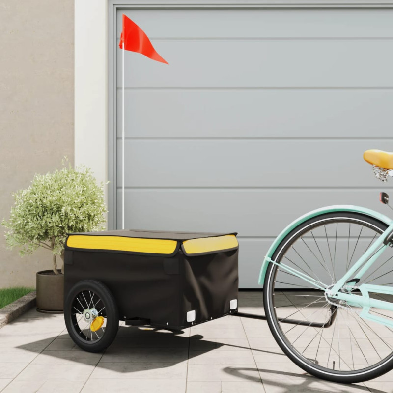 Produktbild för Cykelvagn svart och gul 30 kg järn