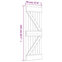 Produktbild för Skjutdörr med beslag 70x210 cm massiv furu