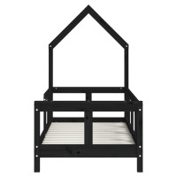 Produktbild för Sängram för barnsäng svart 70x140 cm massiv furu