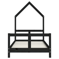 Miniatyr av produktbild för Sängram för barnsäng svart 80x160 cm massiv furu