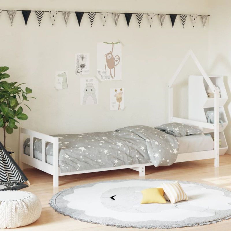 Produktbild för Sängram för barn vit 90x190 cm massiv furu