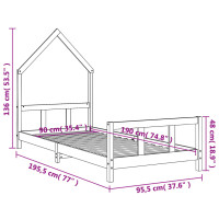 Produktbild för Sängram för barn 90x190 cm massiv furu