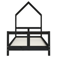 Produktbild för Sängram för barnsäng svart 80x200 cm massiv furu