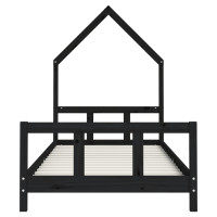Produktbild för Sängram för barnsäng svart 90x200 cm massiv furu