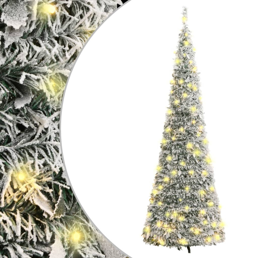 Produktbild för Plastgran pop-up med snö 100 LED 150 cm
