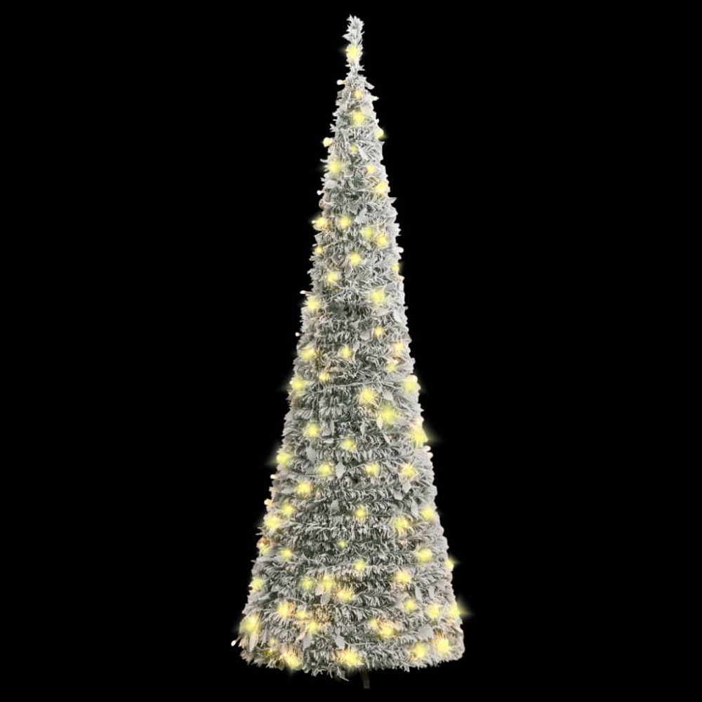 Produktbild för Plastgran pop-up med snö 100 LED 150 cm