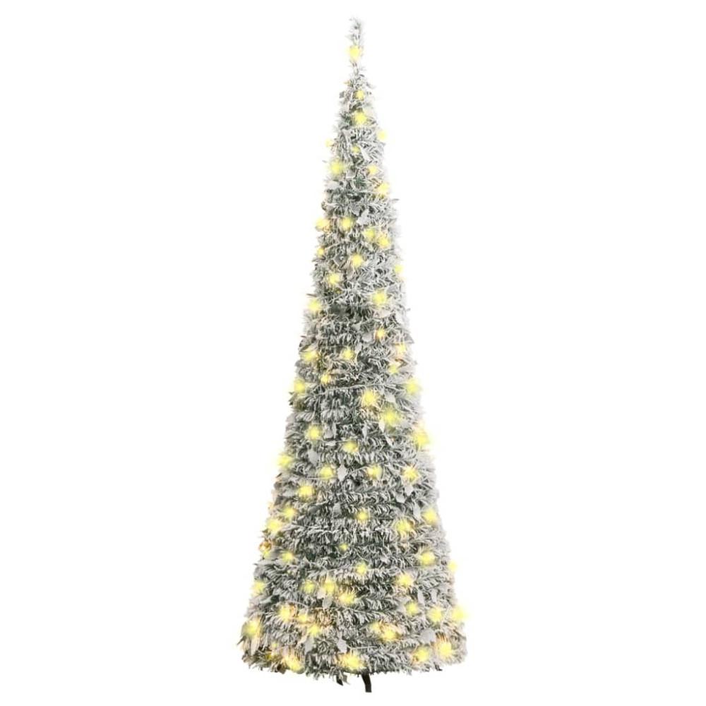 Produktbild för Plastgran pop-up med snö 100 LED 150 cm