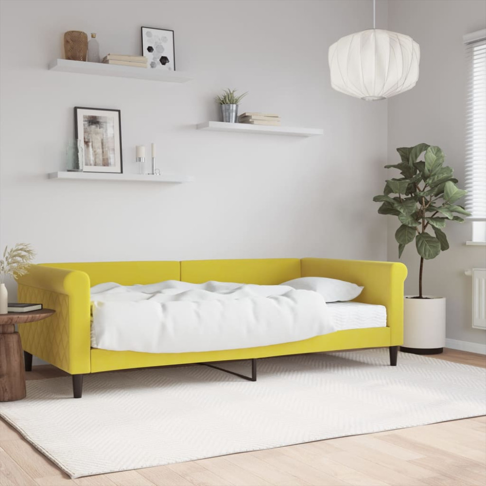 Produktbild för Dagbädd med madrass gul 100x200 cm sammet