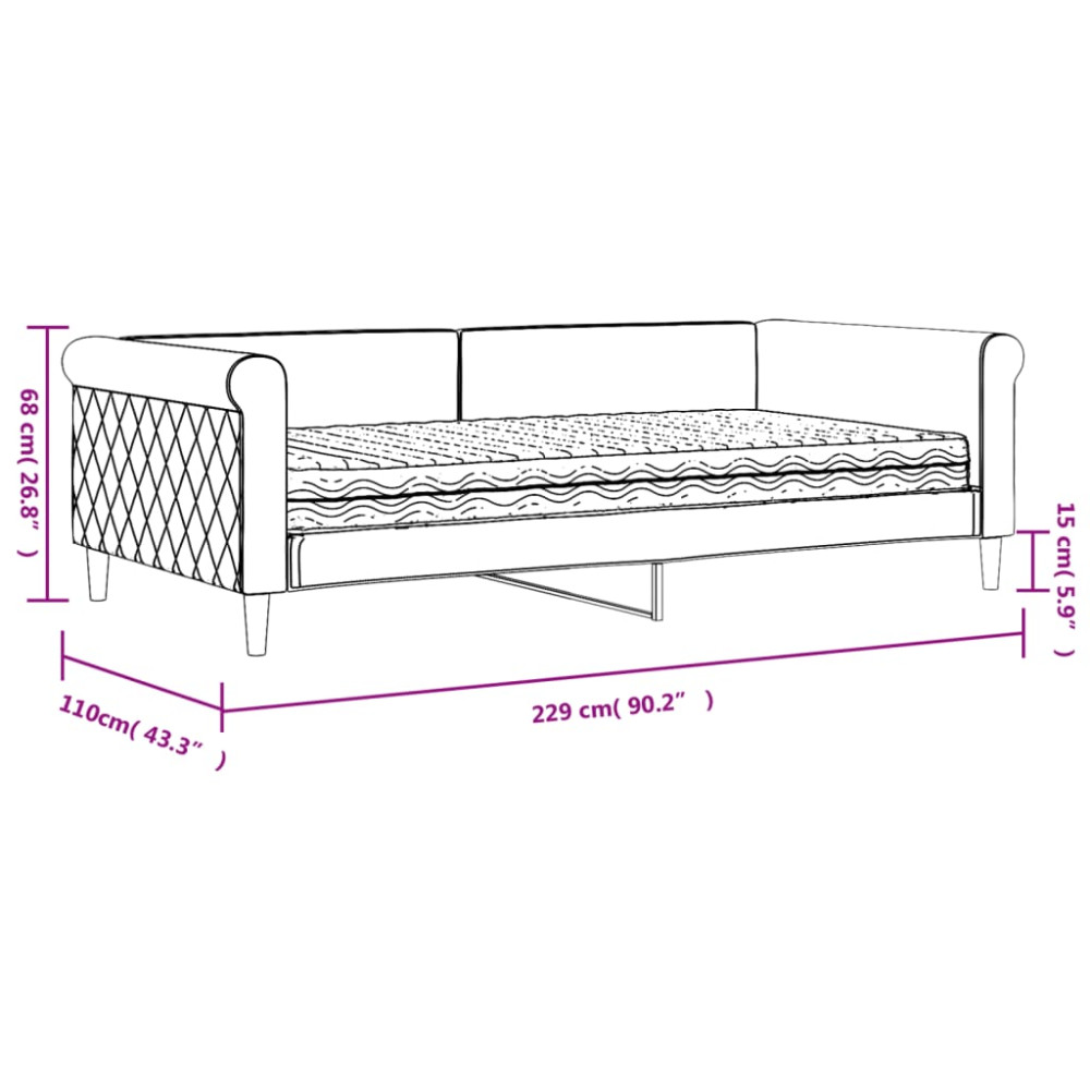 Produktbild för Dagbädd med madrass gul 100x200 cm sammet