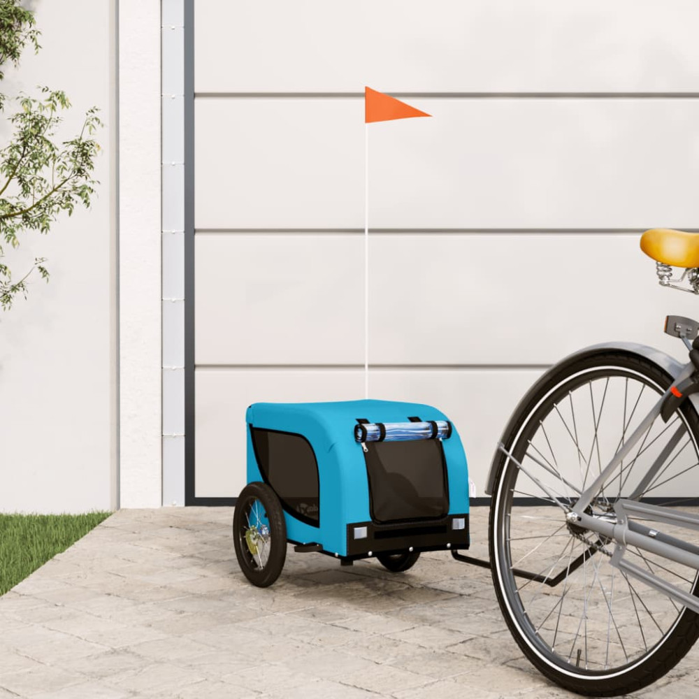 Produktbild för Cykelvagn för djur blå och svart oxfordtyg och järn