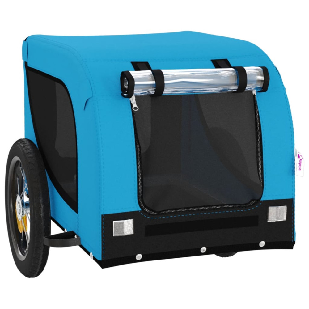 Produktbild för Cykelvagn för djur blå och svart oxfordtyg och järn