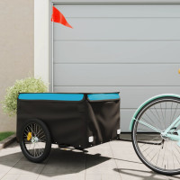 Produktbild för Cykelvagn svart och blå 45 kg järn