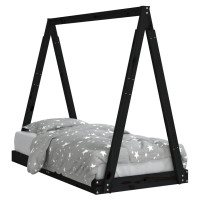 Produktbild för Sängram för barnsäng svart 70x140 cm massiv furu