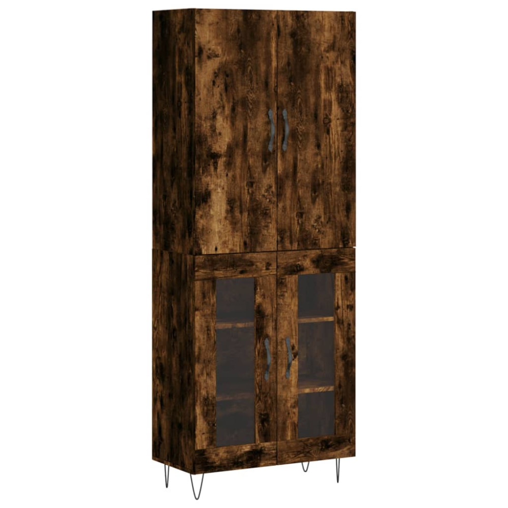 Produktbild för Högskåp rökfärgad ek 69,5x34x180 cm konstruerat trä