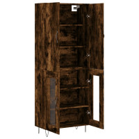 Produktbild för Högskåp rökfärgad ek 69,5x34x180 cm konstruerat trä