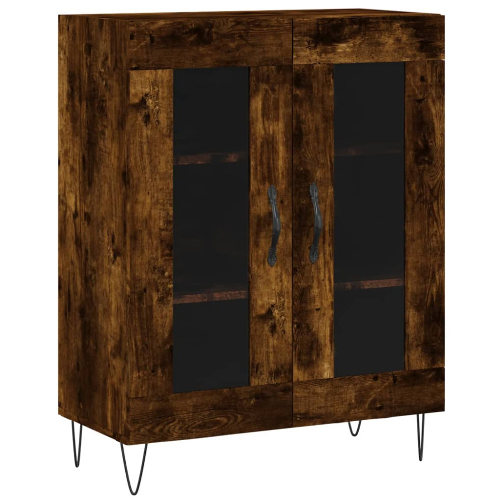 Produktbild för Högskåp rökfärgad ek 69,5x34x180 cm konstruerat trä