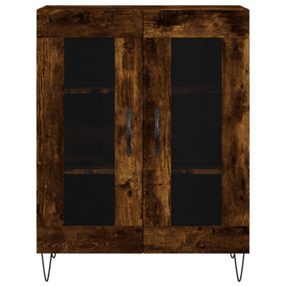 Produktbild för Högskåp rökfärgad ek 69,5x34x180 cm konstruerat trä