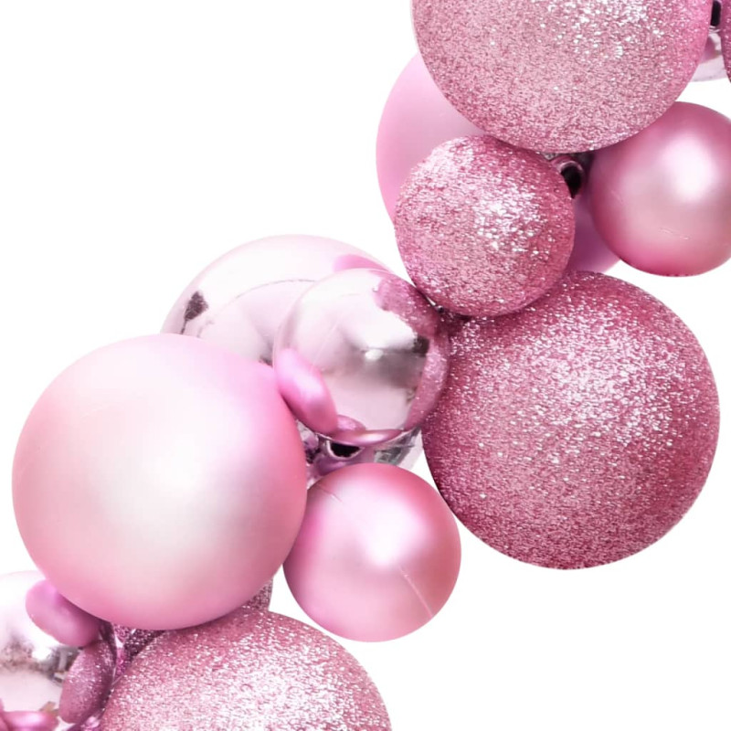 Produktbild för Girlang julkulor rosa 175 cm polystyren