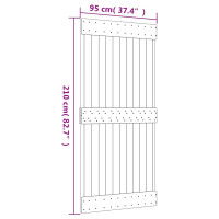 Produktbild för Skjutdörr med beslag 95x210 cm massiv furu