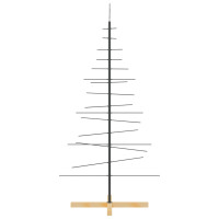 Produktbild för Julgran i metall träbas svart 150 cm