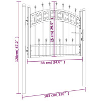 Produktbild för Grind med spjuttopp svart 103x120 cm pulverlackerat stål