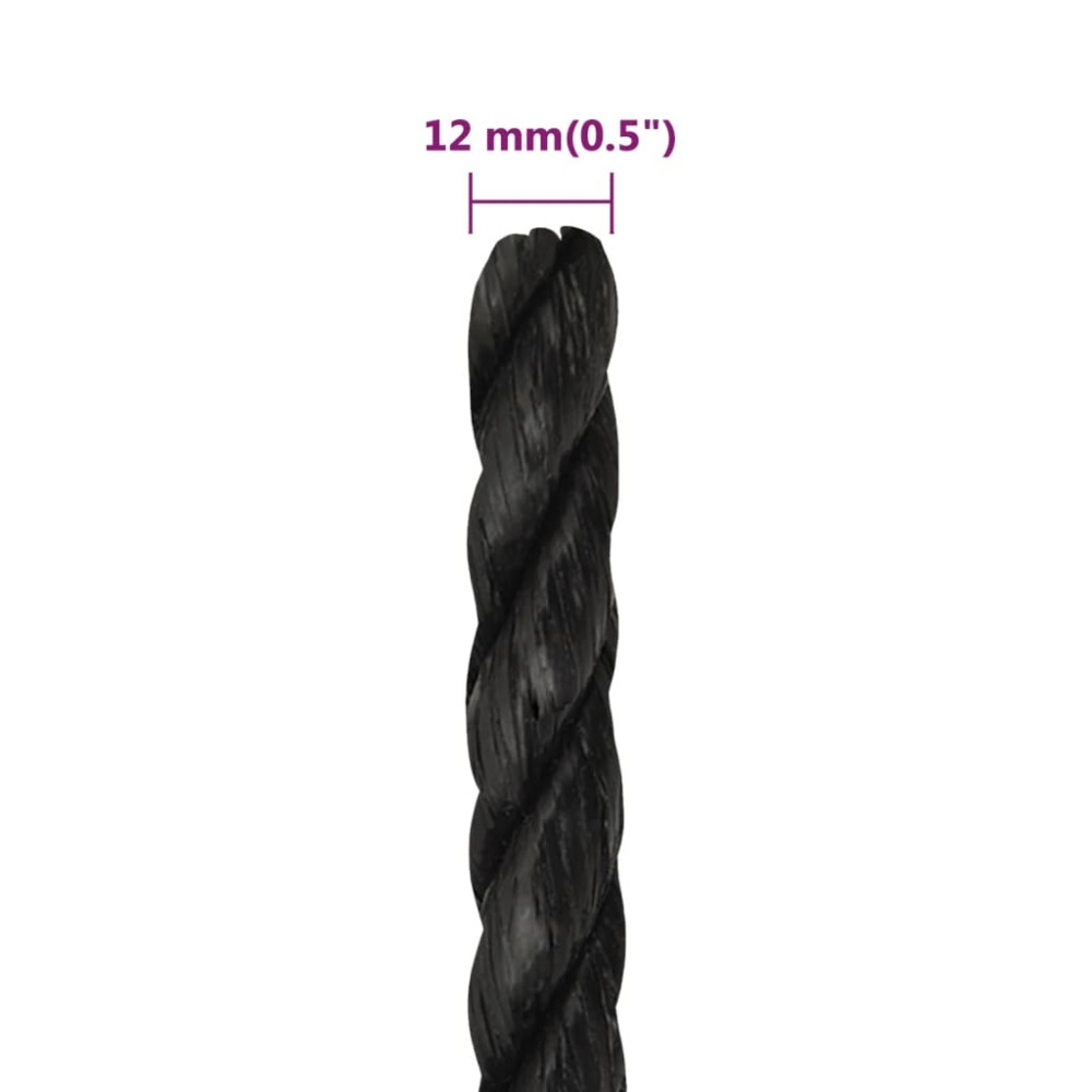 Produktbild för Rep svart 12 mm 25 m polypropen