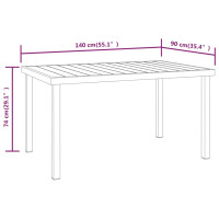 Produktbild för Trädgårdsbord svart 140x90x74 cm aluminium och WPC