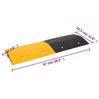 Produktbild för Farthinder 4 st gul och svart 97x32,5x4 cm gummi
