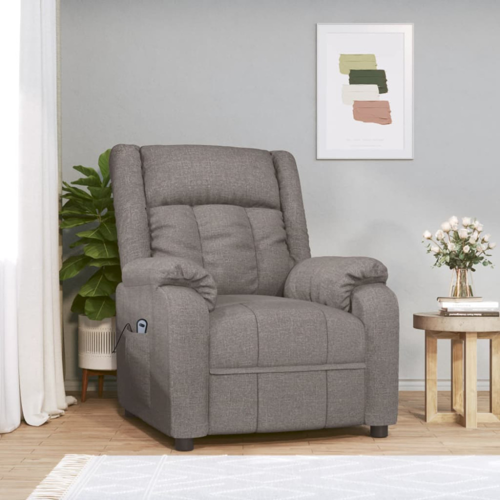 Produktbild för Elektrisk reclinerfåtölj taupe tyg