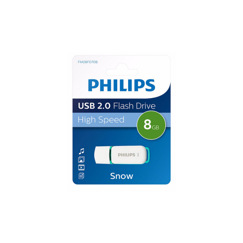 Produktbild för Philips FM08FD70B USB-sticka 8 GB USB Type-A 2.0 Turkos, Vit