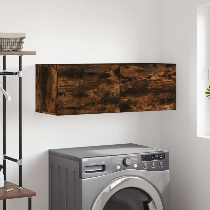 Produktbild för Väggskåp rökfärgad ek 100x36,5x35 cm konstruerat trä