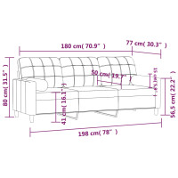 Produktbild för 3-sitssoffa med prydnadskuddar svart 180 cm tyg