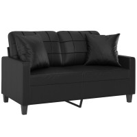 Miniatyr av produktbild för 2-sits soffa med prydnadskuddar svart 120 cm konstläder
