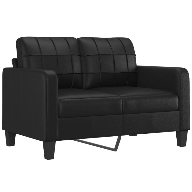 Produktbild för 2-sits soffa med prydnadskuddar svart 120 cm konstläder