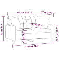 Miniatyr av produktbild för 2-sits soffa med prydnadskuddar svart 120 cm konstläder