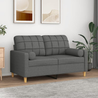 Miniatyr av produktbild för 2-sits soffa med prydnadskuddar mörkgrå 120 cm tyg