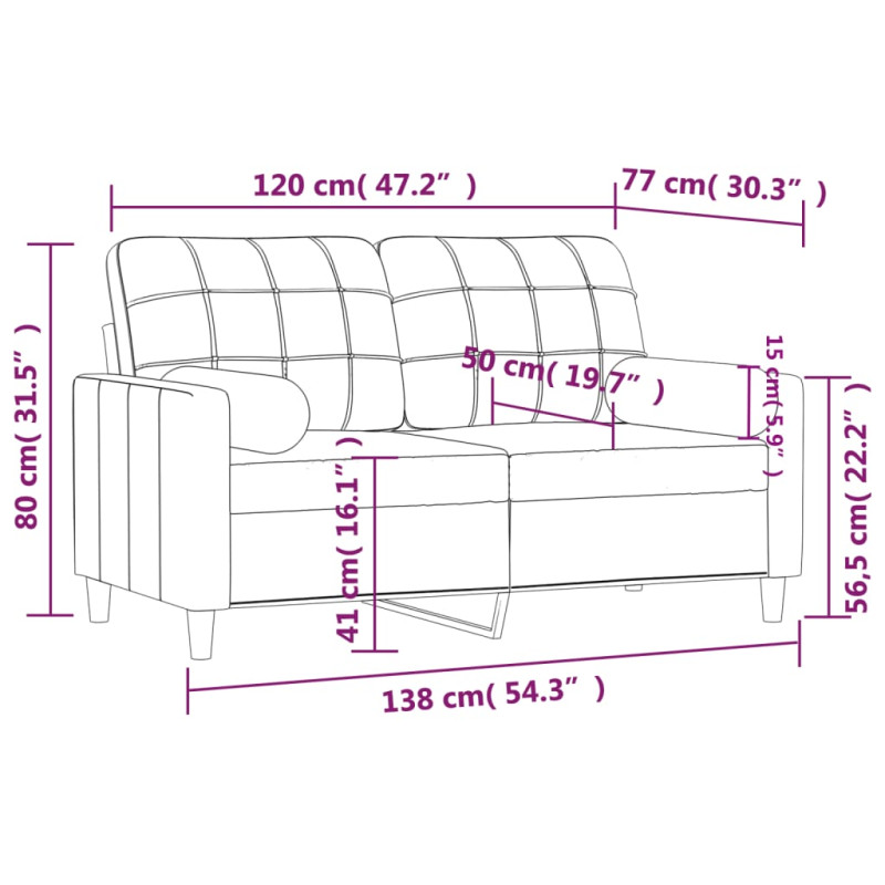 Produktbild för 2-sits soffa med prydnadskuddar mörkgrå 120 cm tyg