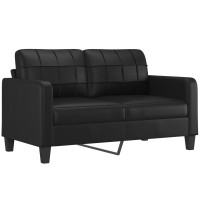 Miniatyr av produktbild för 2-sits soffa med prydnadskuddar svart 140 cm konstläder