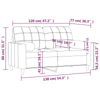 Produktbild för 2-sits soffa med prydnadskuddar vinröd 120 cm tyg