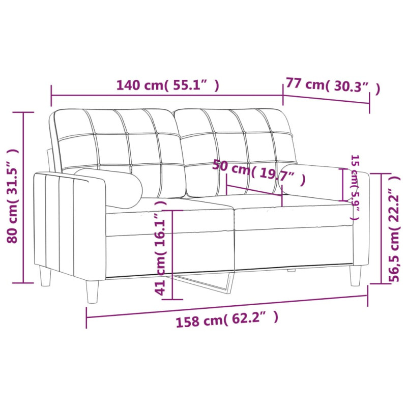Produktbild för 2-sits soffa med prydnadskuddar mörkgrå 140 cm tyg