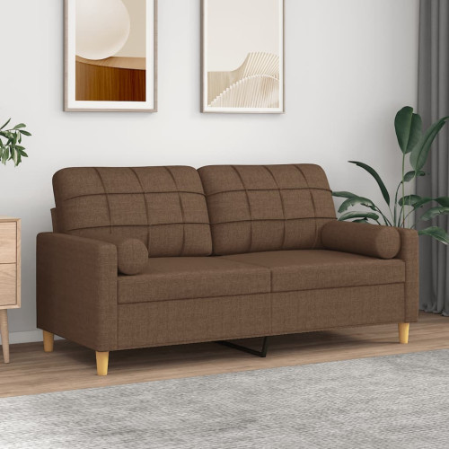 vidaXL 2-sits soffa med prydnadskuddar brun 140 cm tyg