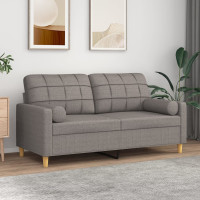 Produktbild för 2-sits soffa med prydnadskuddar taupe 140 cm tyg