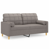 Produktbild för 2-sits soffa med prydnadskuddar taupe 140 cm tyg