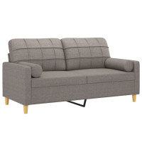 Produktbild för 2-sits soffa med prydnadskuddar taupe 140 cm tyg