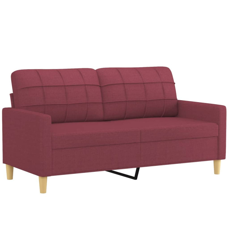 Produktbild för 2-sits soffa med prydnadskuddar vinröd 140 cm tyg