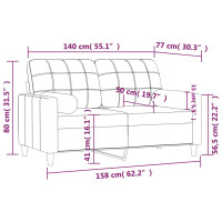 Miniatyr av produktbild för 2-sits soffa med prydnadskuddar vinröd 140 cm tyg